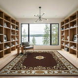 Ornate Gold Border Traditional Persian Area Rug