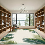 Coastal Palm Frond Beige Area Rug