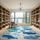 Whimsical Whales Ocean Kids Area Rug