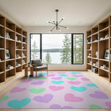 Playful Pastel Hearts Kids Area Rug