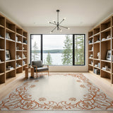 Terracotta Floral Border Area Rug