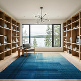 Blue and Teal Blue Teal Geometric Stripe Area Rug