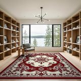 Ornate Red Ivory Persian Medallion Rug