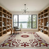 Ornate Red Gold Floral Medallion Area Rug