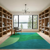 Teal Green Abstract Overlapping Circles Area Rug