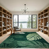 Emerald Monstera Leaf Green Area Rug