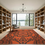 Orange Vibrant Orange Mandala Floral Rug