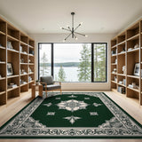 Elegant Green Persian Medallion Traditional Persian Area Rug