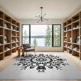 Floral Vintage Intricate Black White Floral Mandala Area Rug