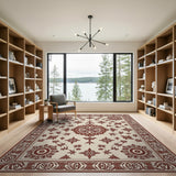 Beige and Neutral Ivory Terracotta Floral Persian Area Rug