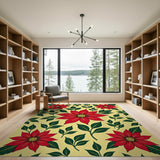 Vibrant Poinsettia Floral Area Rug