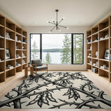 Thorny Vines Pods Black White Area Rug