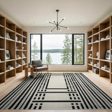 Black and White Bold Black White Geometric Stripe Area Rug