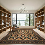 Black Field Geometric Persian Area Rug