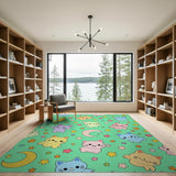 Adorable Kawaii Cats Stars Moons Area Rug