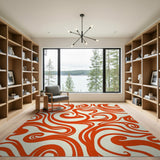 Abstract Area Vibrant Red Swirl Abstract Area Rug