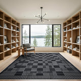 Black White Geometric Patchwork Area Rug