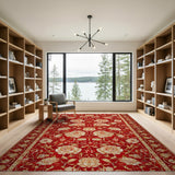 Red Peony Floral Persian Area Rug