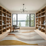 Wavy Neutral Abstract Area Rug
