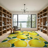 Zesty Lemon Grove Fruit Pattern Area Rug