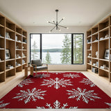 Red Snowflake Red Snowflake Pattern Area Rug