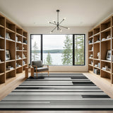 Bold Stripe Black and White Bold Black White Geometric Stripe Area Rug