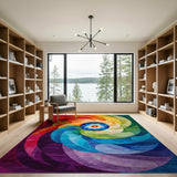 Multi-color and Patterns Vibrant Rainbow Swirl Abstract Area Rug
