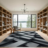 Modern Grey Stacked Cubes Area Rug
