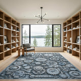 Grey Mechanical Gear Area Rug