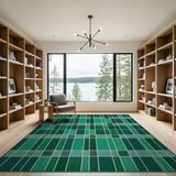 Green Plaid Geometric Modern Area Rug