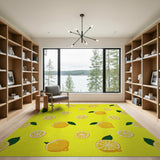 Vibrant Lemon Slice Yellow Area Rug
