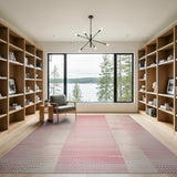 Pink Dotted Stripe Geometric Area Rug