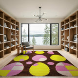 Playful Egg Tufted Area Rug in Yellow Pink Brown