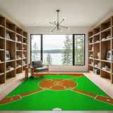 Green Baseball Field Green Area Rug