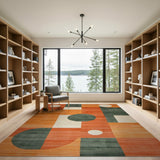 Orange Geometric Modern Vibrant Orange Geometric Abstract Area Rug