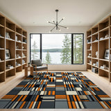Bold Geometric Orange Grey Area Rug