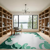 Green Abstract Swirl Area Rug