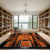 Geometric Modern Orange Orange Basketball Court Geometric Area Rug