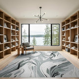 Abstract Grey Swirl Area Rug