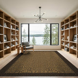 Leopard Print Tan Area Rug with Bold Black Border