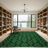 Emerald Green Ornate Floral Area Rug