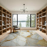 Gold Vein Marble Branch Abstract Area Rug