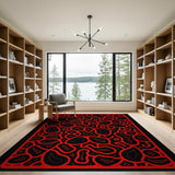Bold Red Paisley on Black Area Rug