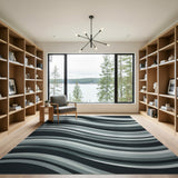 Wavy Monochrome Abstract Area Rug