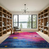 Vibrant Pink-to-Blue Geometric Sun Area Rug