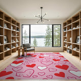 Pink Playful Pink Hearts Scatter Area Rug