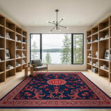 Traditional Persian Navy Blue Traditional Persian Floral Area Rug