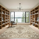 Traditional Persian Beige Persian Floral Medallion Area Rug