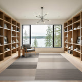 Modern Grey Woven Block Stripe Area Rug