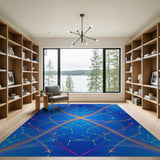 Blue Airplane Trails Abstract Area Rug